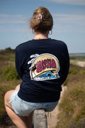 Unisex Surf-Sweatshirt mit Surfer Hang 10 Rückenprint aus Bio-Baumwolle in dunkelblau
