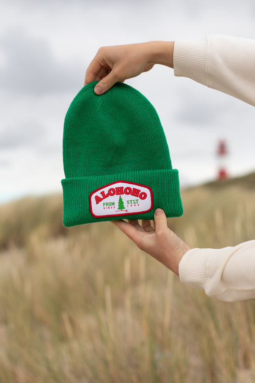 Grüne Aloha Beanie für die Weihnachtszeit