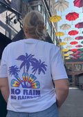 T-Shirt mit Palmen Rückenprint und Regenbogen