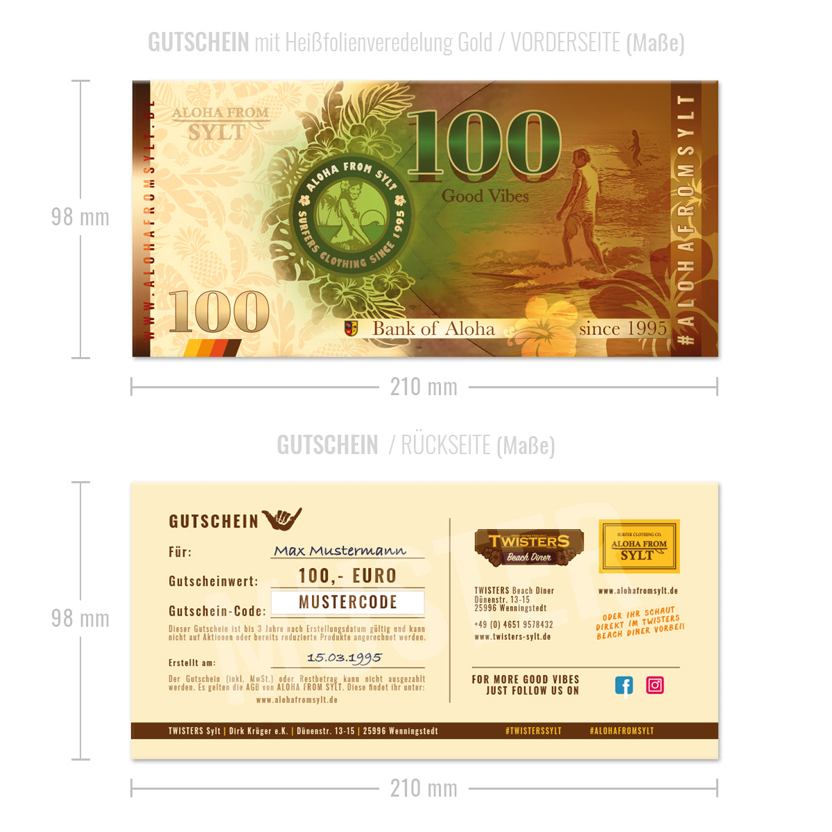 Geschenkgutschein-Karte 100,- EUR